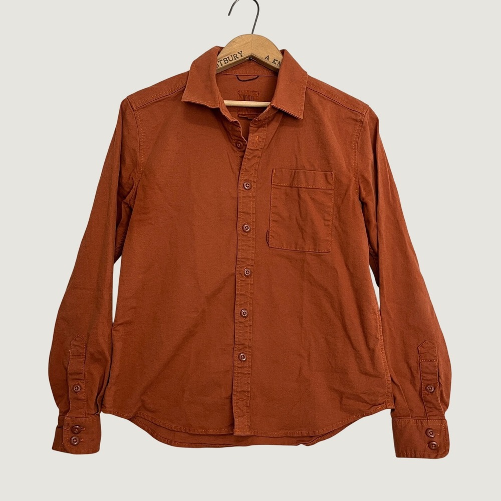 Topo Designs Womens Organic Cotton Stretch Canvas Field Shirt Rust Orange Size M